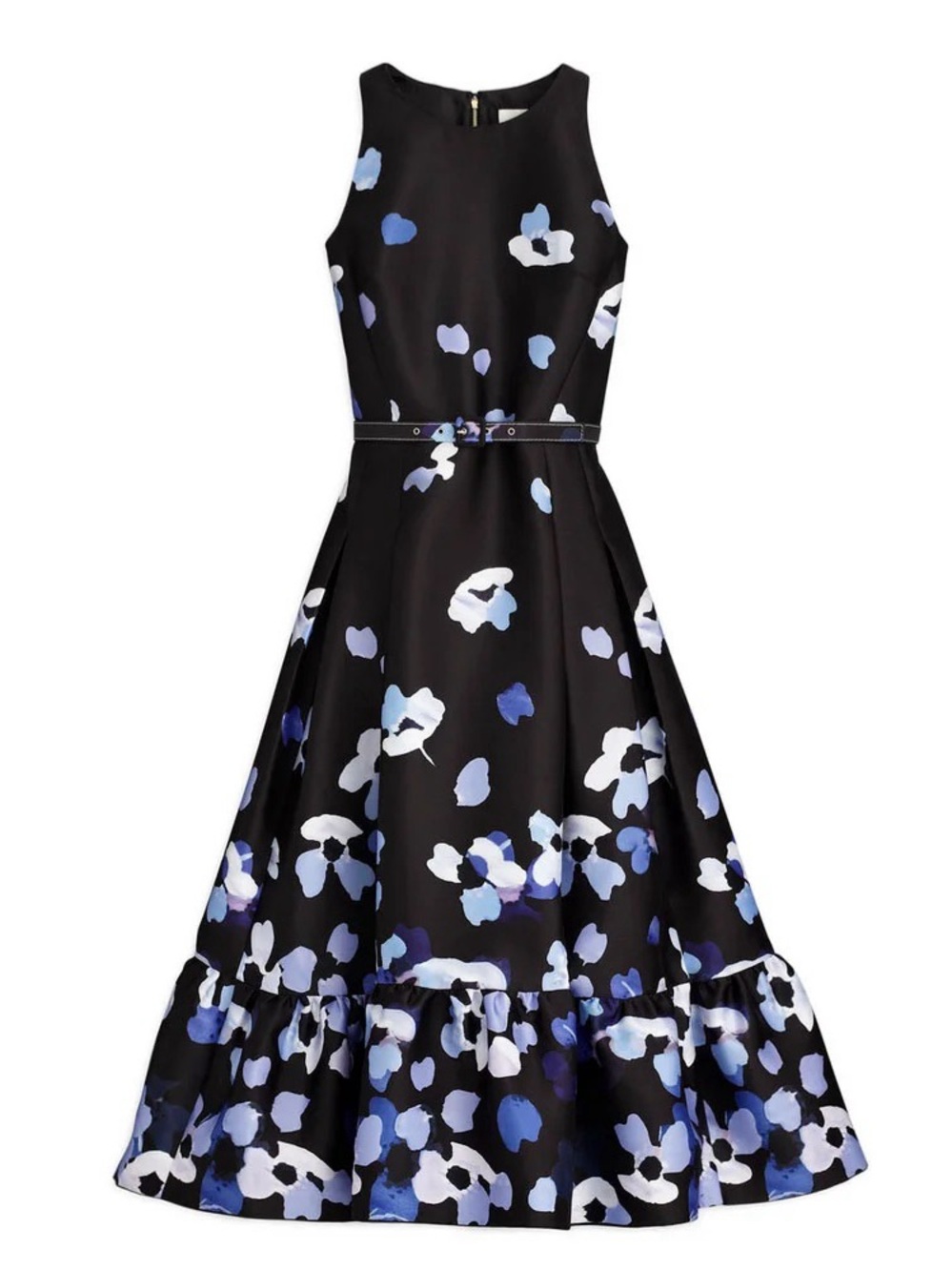 kate spade Black Floral Fit & Flare Dress with Blue and White Blooms
